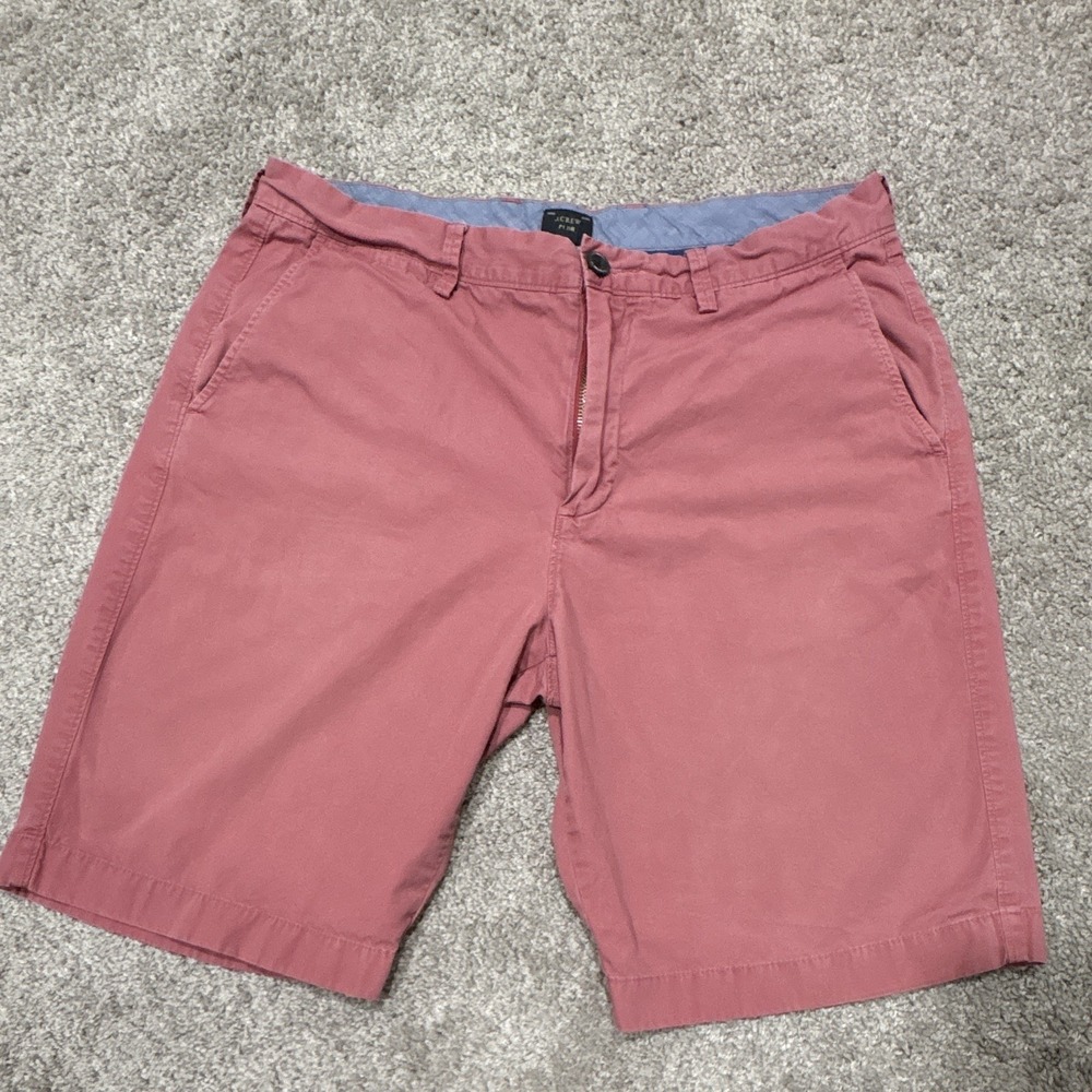 J.CREW Men's Pink Cotton Chino Shorts Flat Front Solid Pockets 11" Inseam